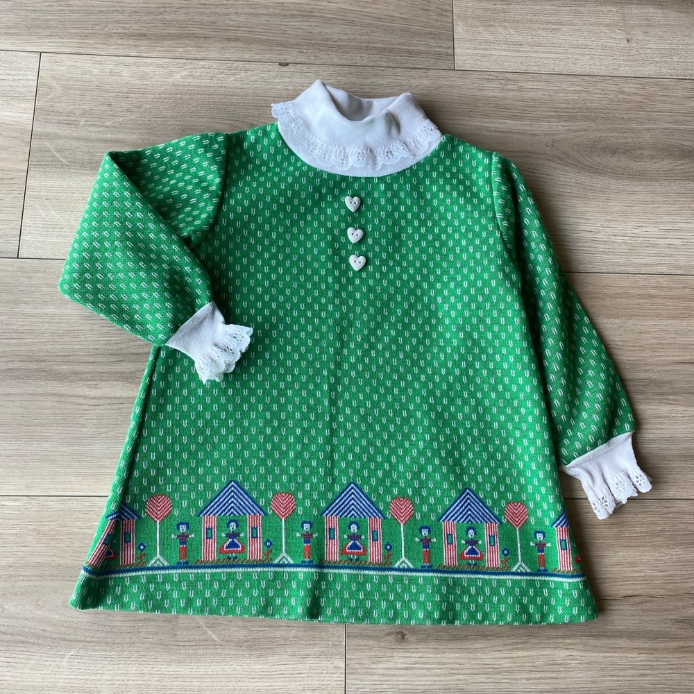 Carter's Green Dress with White and Pink Accents